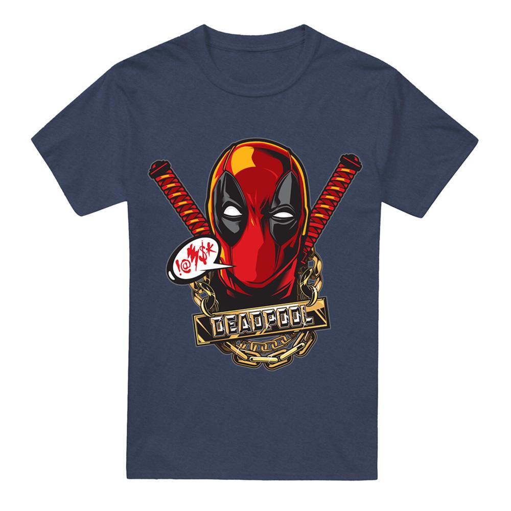 Heather Navy - Front - Deadpool Unisex Adult Gangster T-Shirt