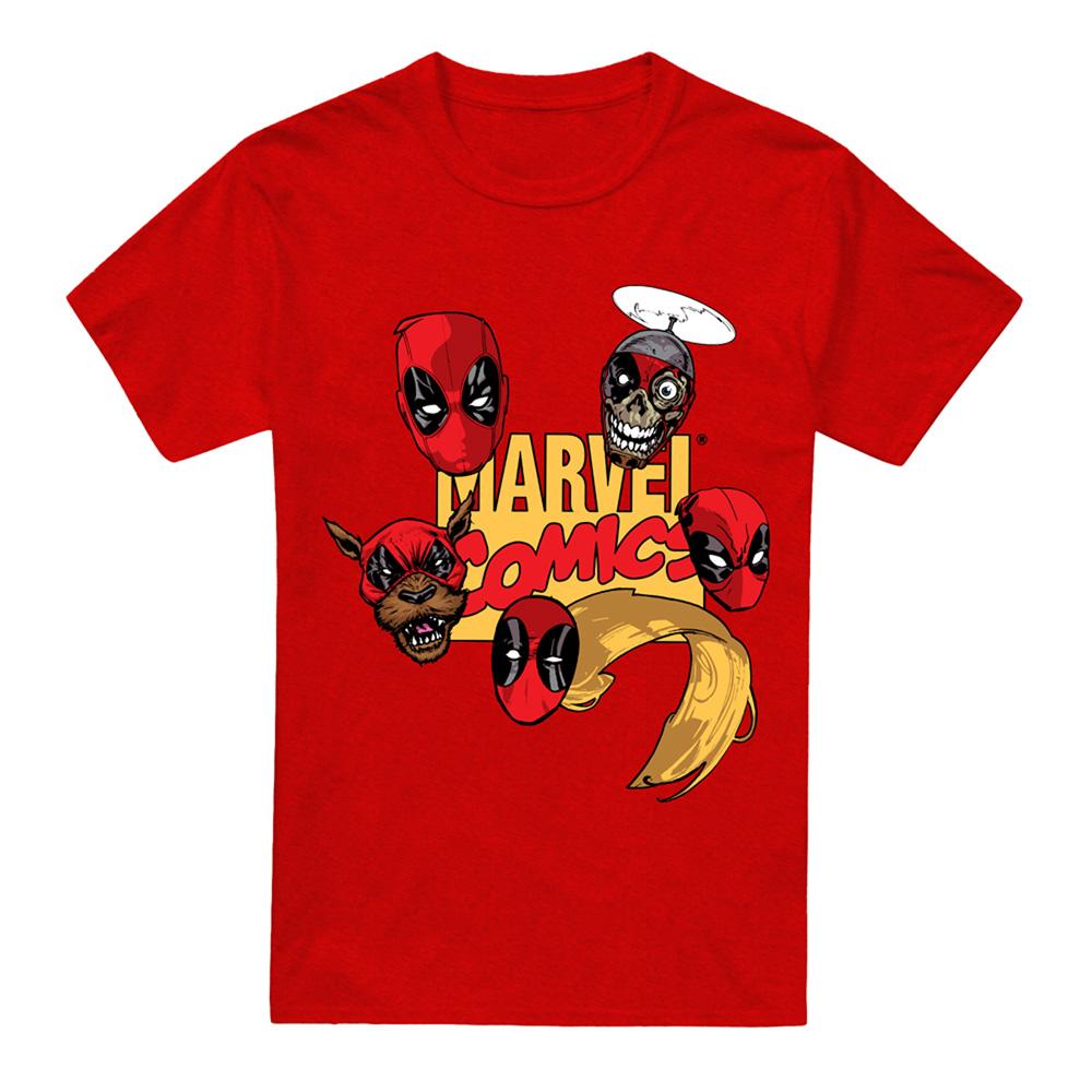 Heather Red - Front - Deadpool Unisex Adult Character Heads T-Shirt