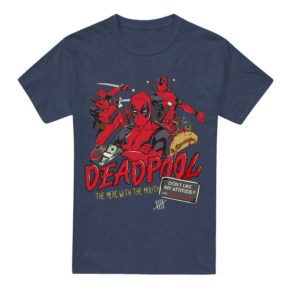 Heather Navy - Front - Deadpool Unisex Adult Attitude T-Shirt