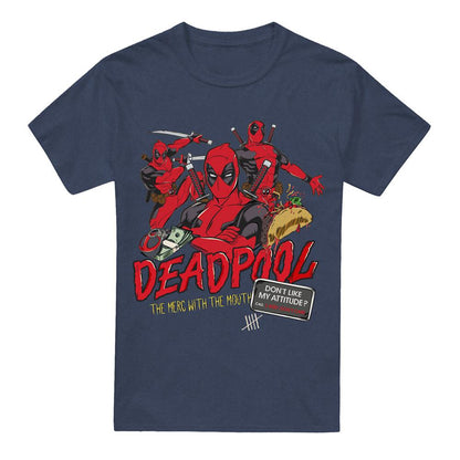 Heather Navy - Front - Deadpool Unisex Adult Attitude T-Shirt
