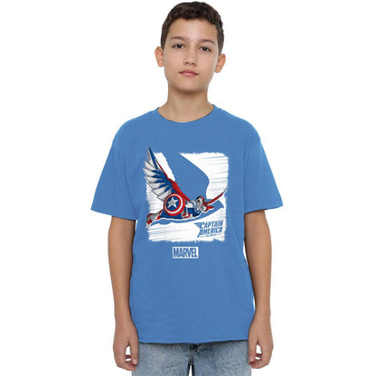 Azure - Side - Captain America Childrens-Kids Falcon T-Shirt