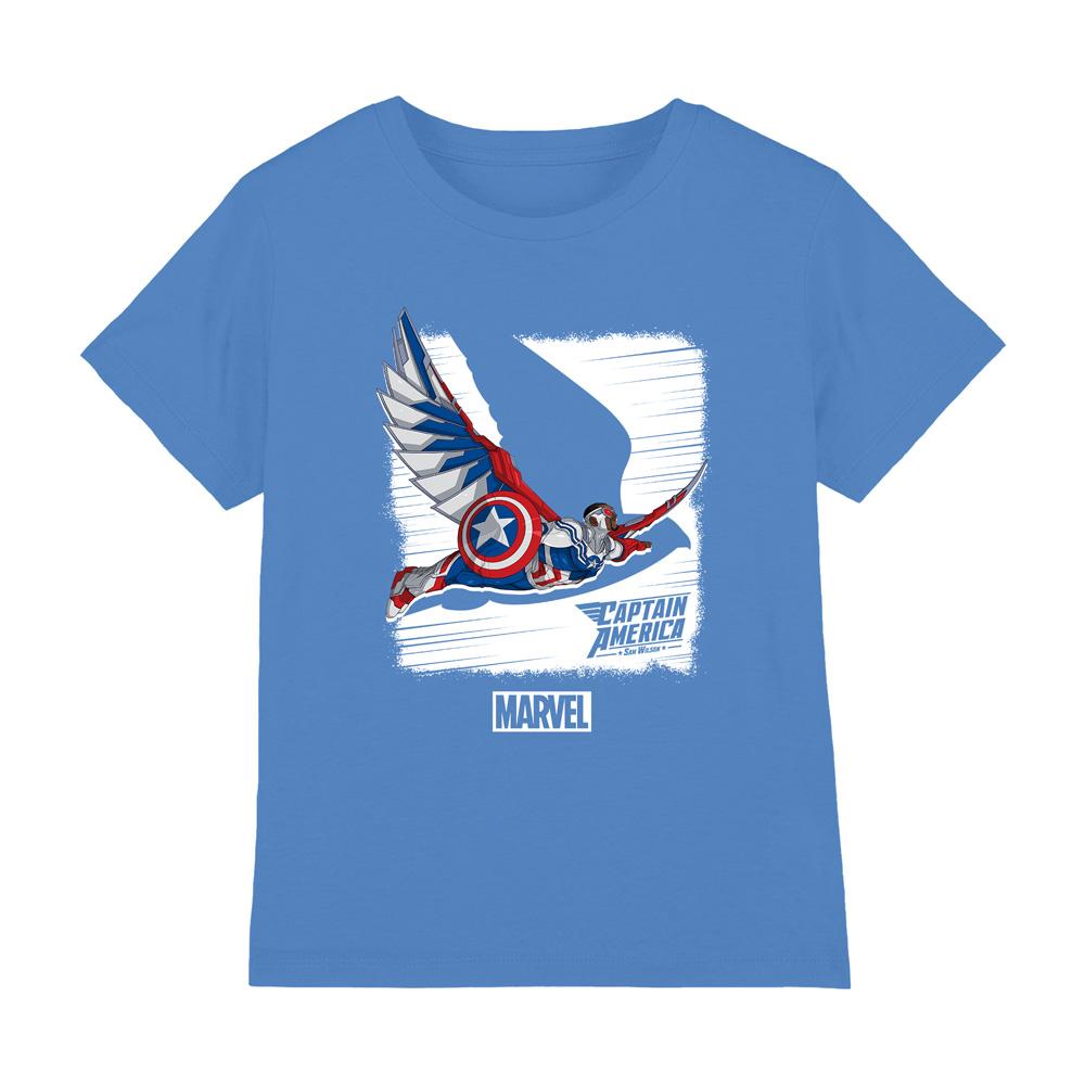 Azure - Front - Captain America Childrens-Kids Falcon T-Shirt