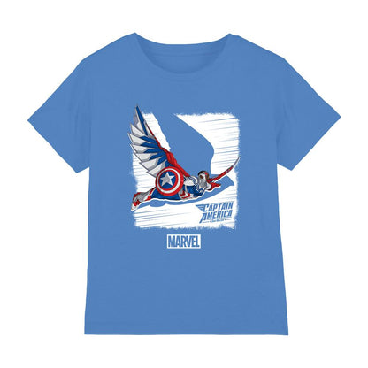 Azure - Front - Captain America Childrens-Kids Falcon T-Shirt