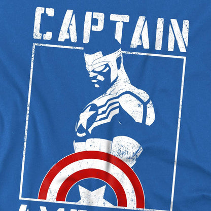 Royal Blue - Side - Captain America Childrens-Kids Stencil T-Shirt