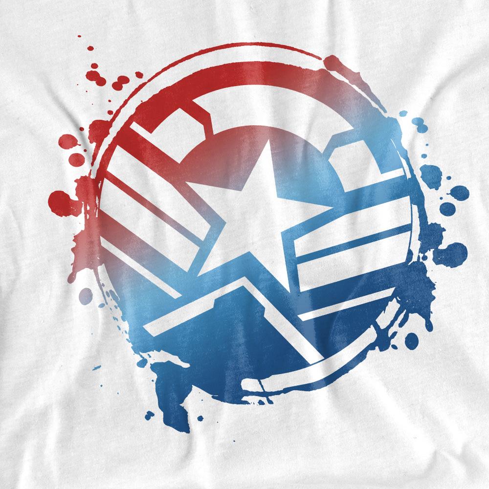 White - Side - Captain America Childrens-Kids Gradient Crest T-Shirt