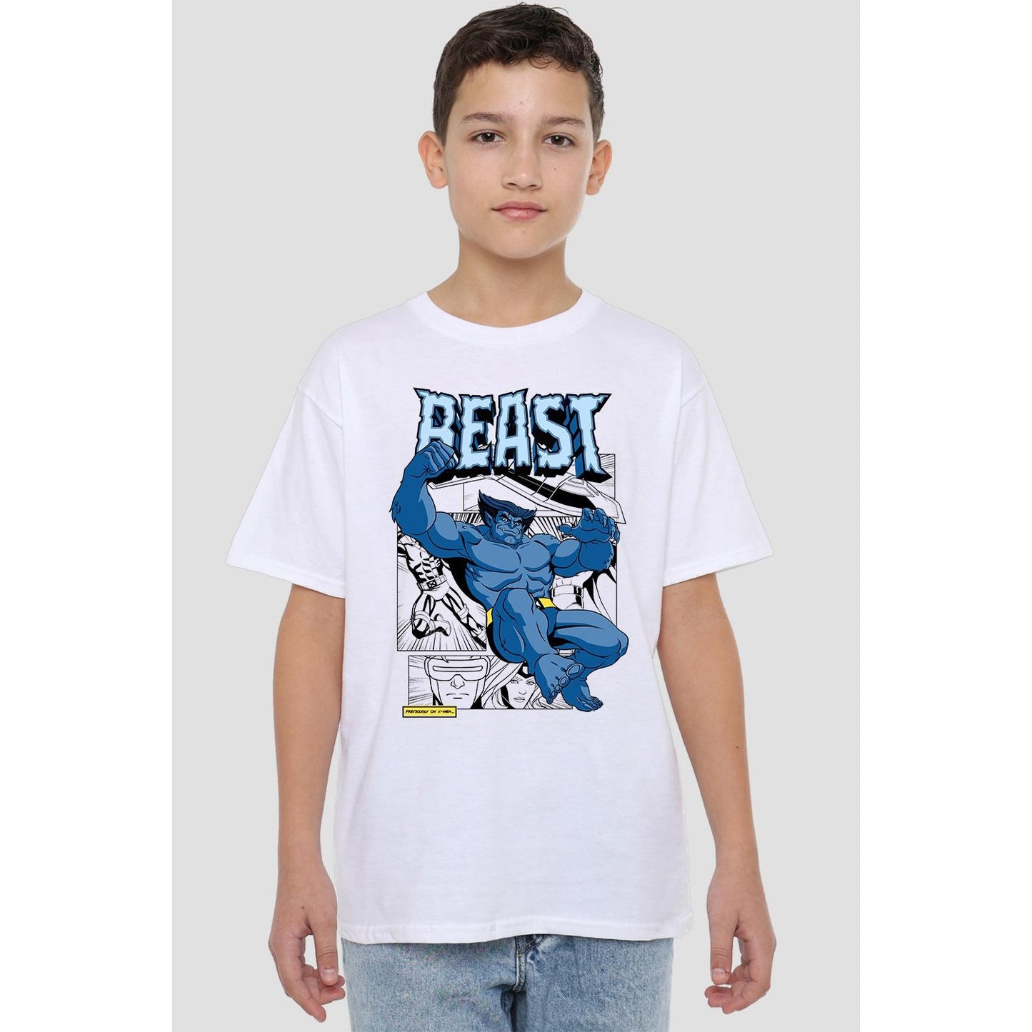 White - Lifestyle - Marvel Childrens-Kids X-Men Beast Comic T-Shirt