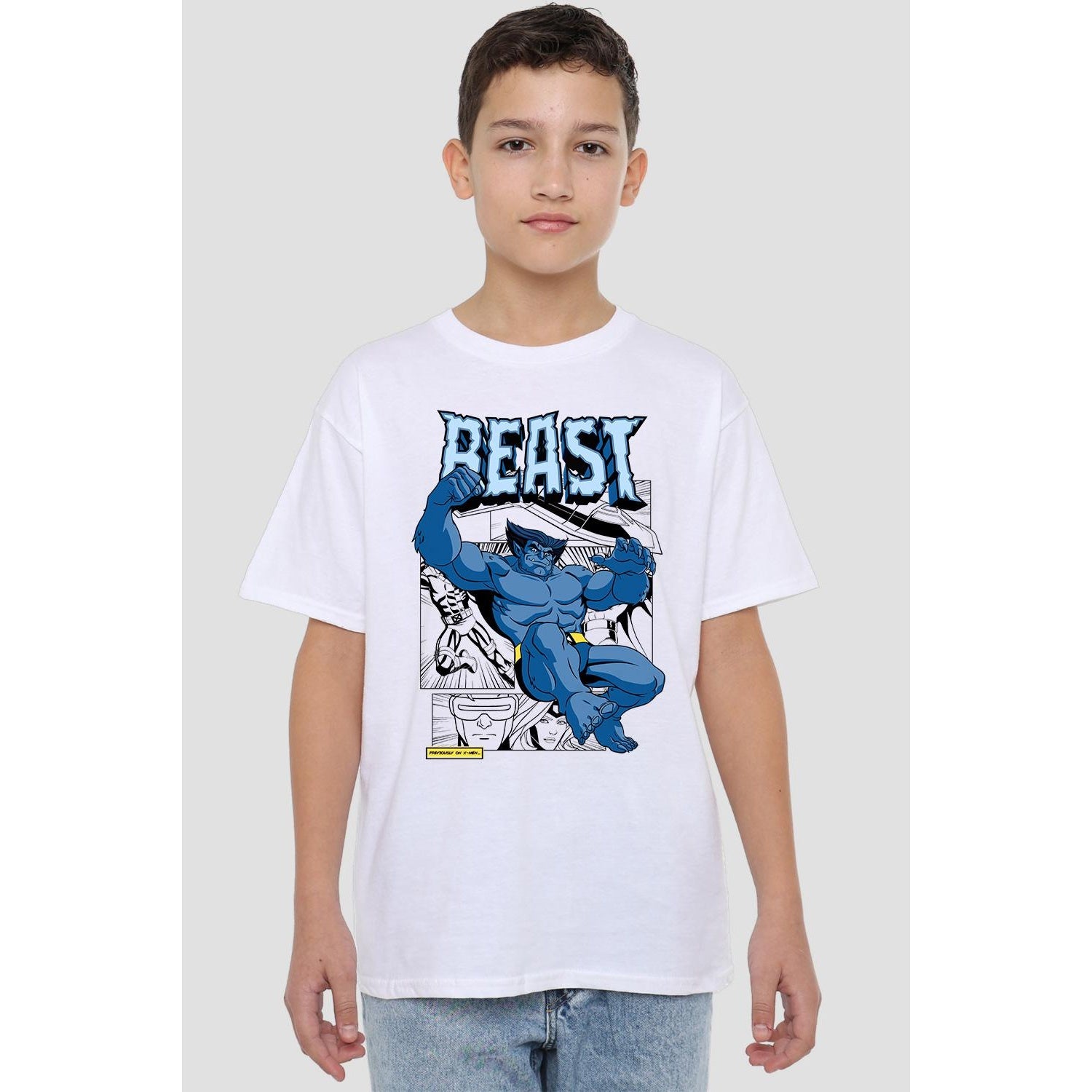 White - Lifestyle - Marvel Childrens-Kids X-Men Beast Comic T-Shirt
