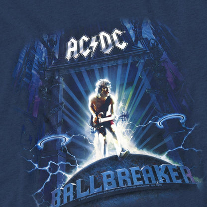Navy - Side - AC-DC Unisex Adult Ballbreaker T-Shirt