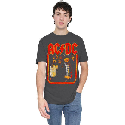 Charcoal - Lifestyle - AC-DC Unisex Adult Group Distressed T-Shirt