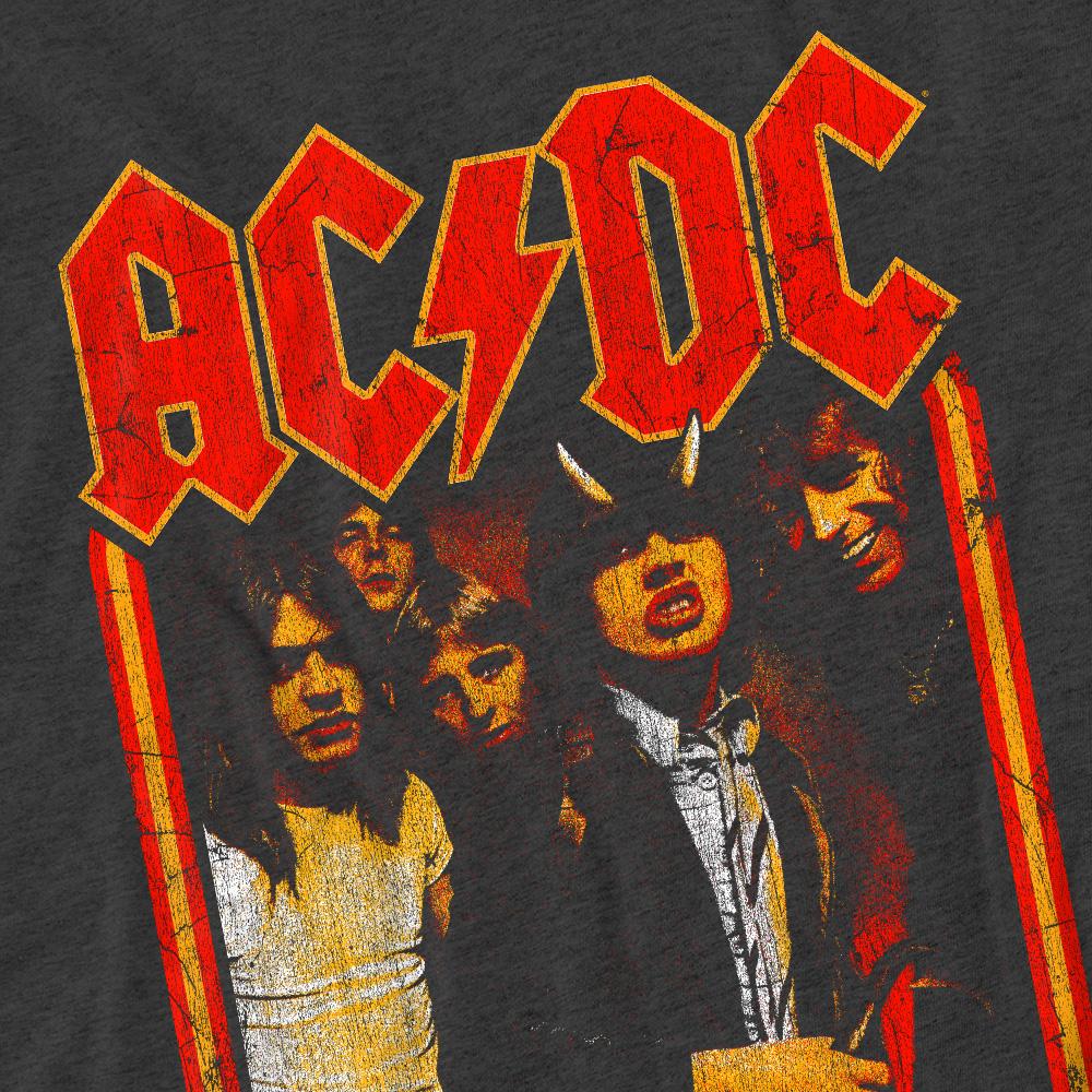 Charcoal - Pack Shot - AC-DC Unisex Adult Group Distressed T-Shirt