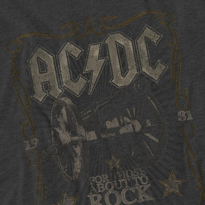 Charcoal - Side - AC-DC Unisex Adult Rock Label T-Shirt