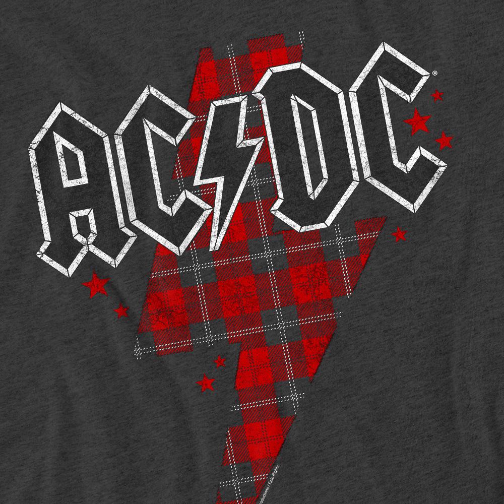 Charcoal - Side - AC-DC Unisex Adult Plaid Bolt T-Shirt