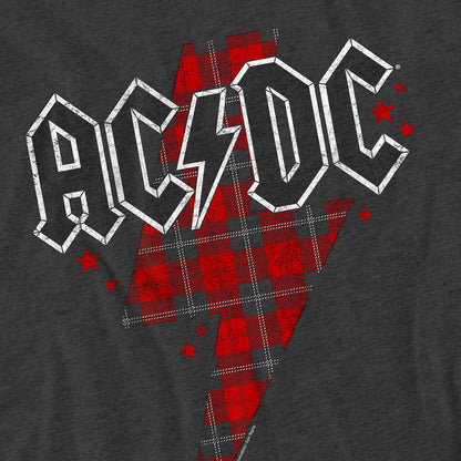 Charcoal - Side - AC-DC Unisex Adult Plaid Bolt T-Shirt