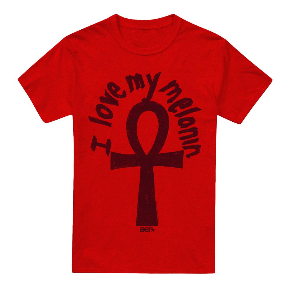 Red - Front - BET Unisex Adult I Love My Melanin T-Shirt