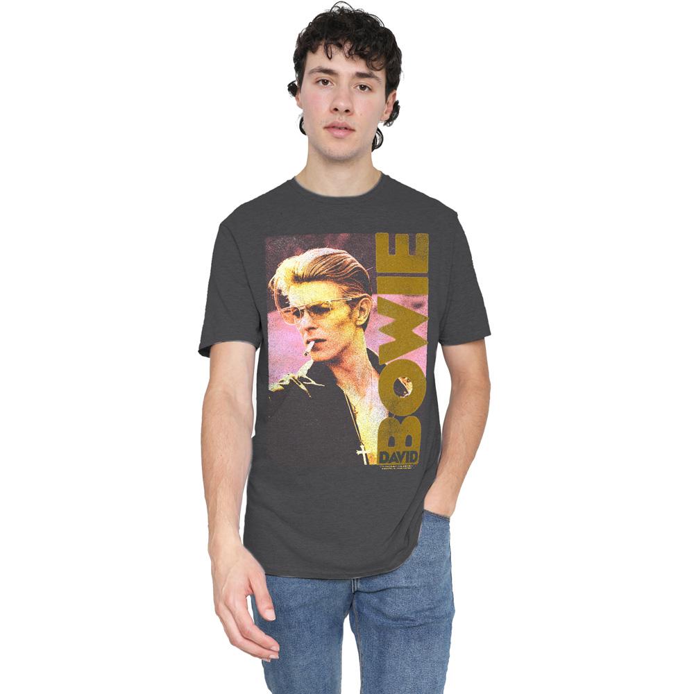 Charcoal - Lifestyle - David Bowie Unisex Adult Smokin T-Shirt