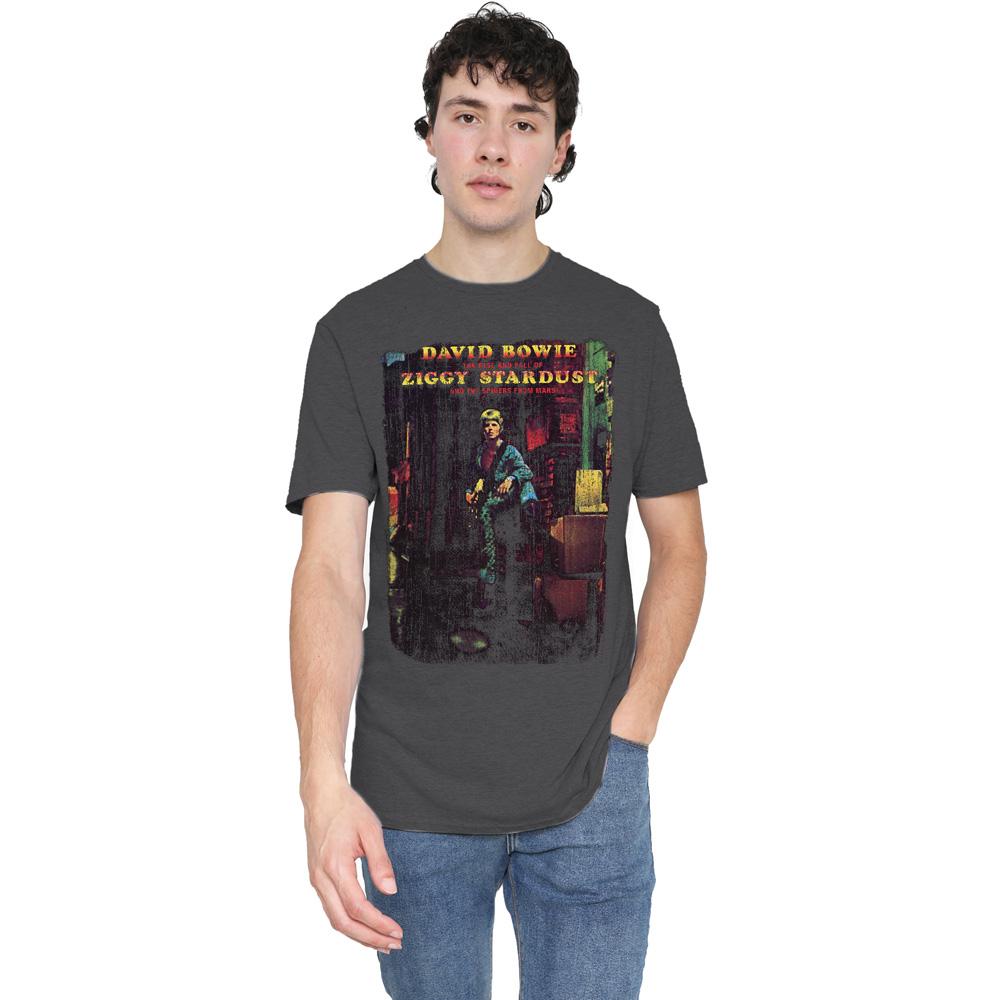 Charcoal - Lifestyle - David Bowie Unisex Adult Ziggy Stardust Album T-Shirt