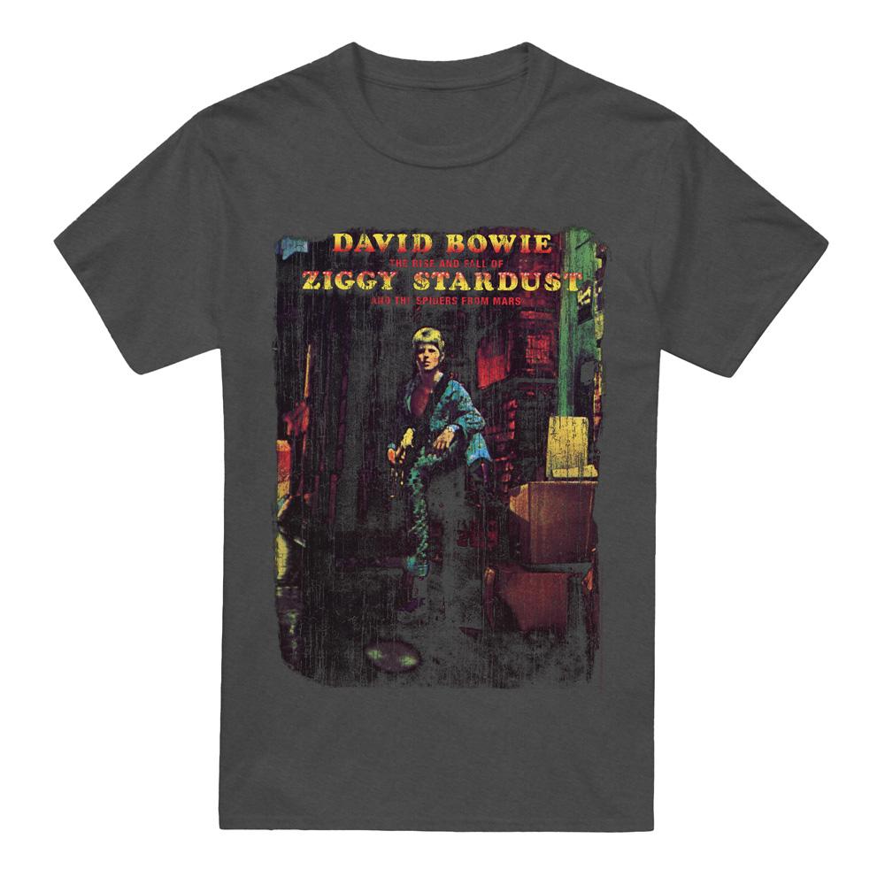 Charcoal - Front - David Bowie Unisex Adult Ziggy Stardust Album T-Shirt