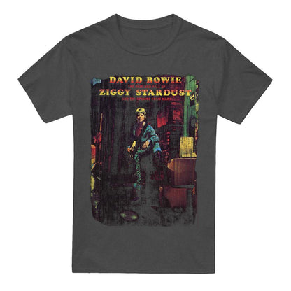 Charcoal - Front - David Bowie Unisex Adult Ziggy Stardust Album T-Shirt