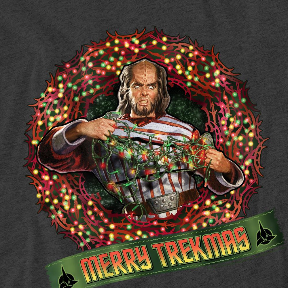 Charcoal - Pack Shot - Star Trek Unisex Adult Merry Trekmas Christmas T-Shirt
