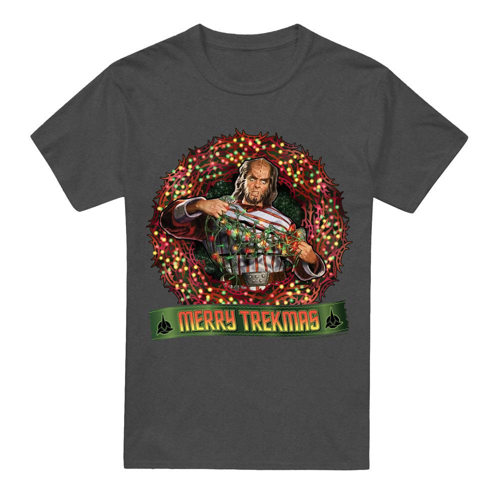 Charcoal - Front - Star Trek Unisex Adult Merry Trekmas Christmas T-Shirt