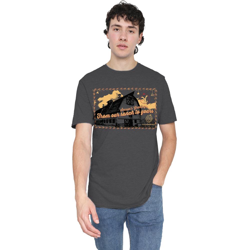 Charcoal - Lifestyle - Yellowstone Unisex Adult Seasons Greetings From The Yellowstone Christmas T-Shirt