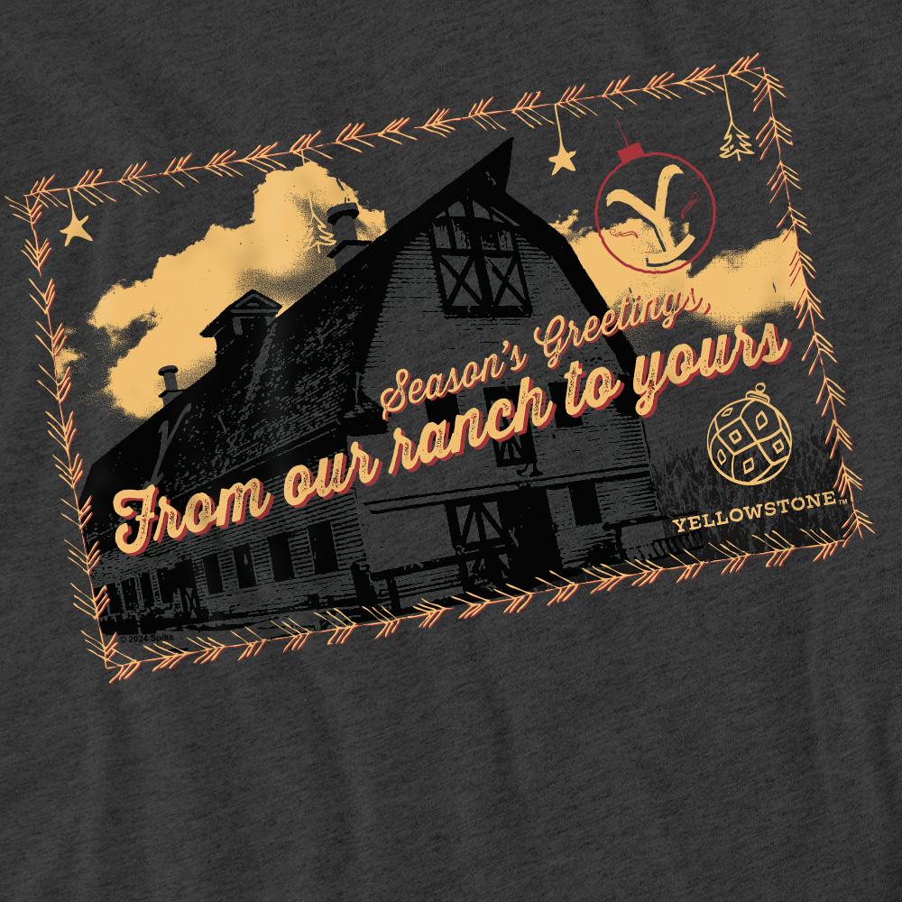Charcoal - Pack Shot - Yellowstone Unisex Adult Seasons Greetings From The Yellowstone Christmas T-Shirt