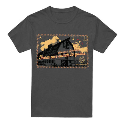 Charcoal - Front - Yellowstone Unisex Adult Seasons Greetings From The Yellowstone Christmas T-Shirt