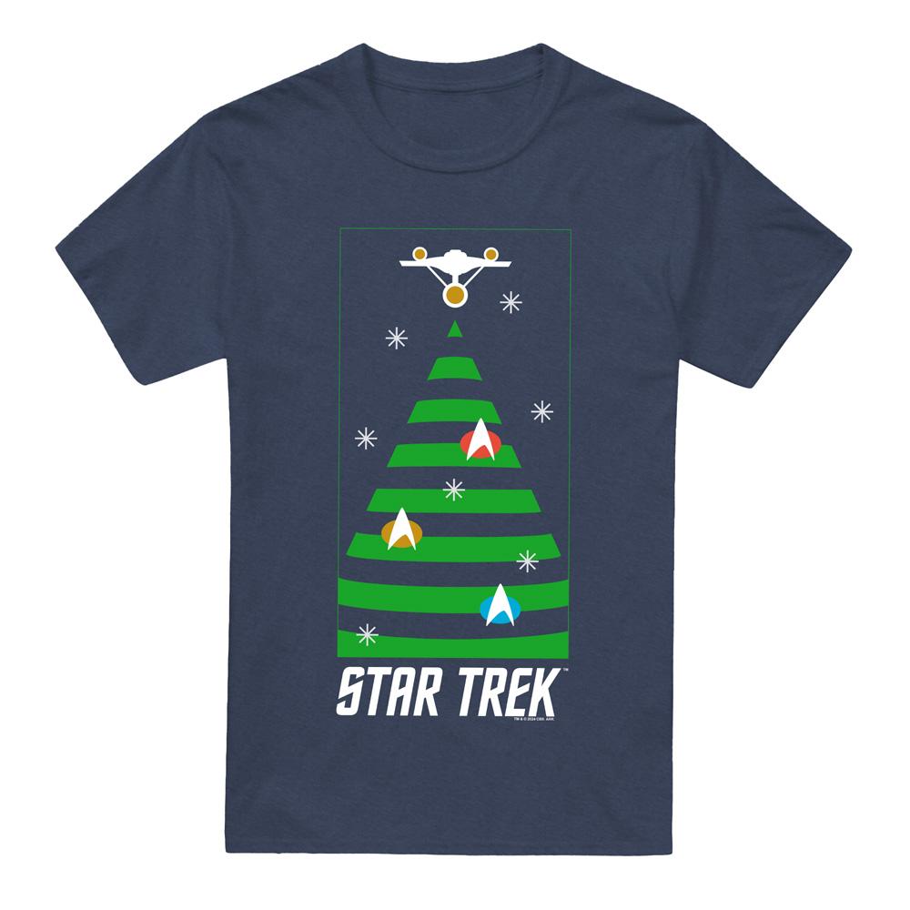 Navy - Front - Star Trek: The Original Series Unisex Adult Christmas Tree T-Shirt