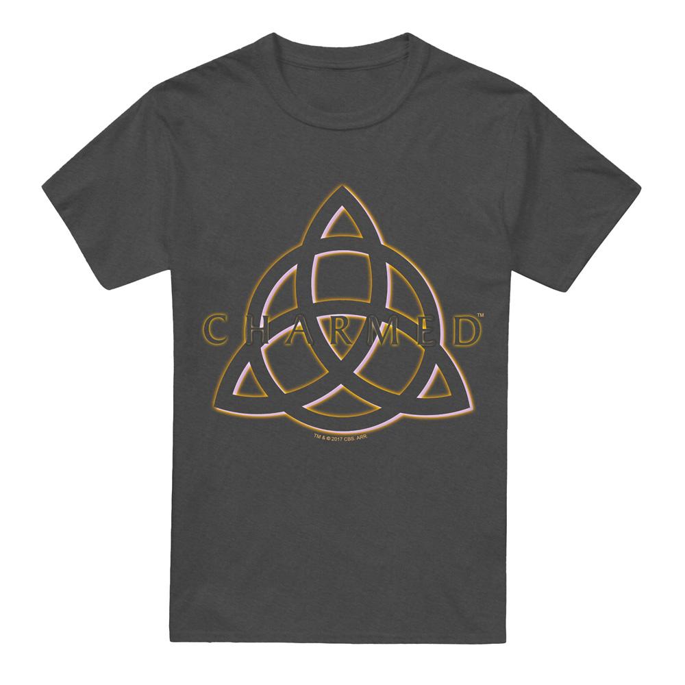 Charcoal - Front - Charmed Unisex Adult Triple Linked Logo T-Shirt