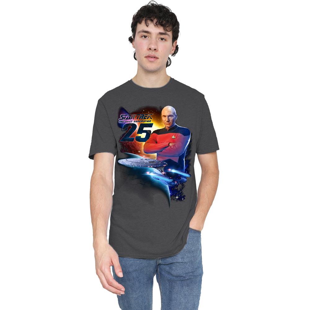 Charcoal - Pack Shot - Star Trek Unisex Adult The Next Generation 25 T-Shirt