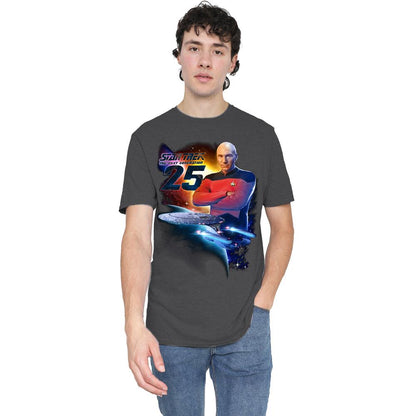 Charcoal - Pack Shot - Star Trek Unisex Adult The Next Generation 25 T-Shirt