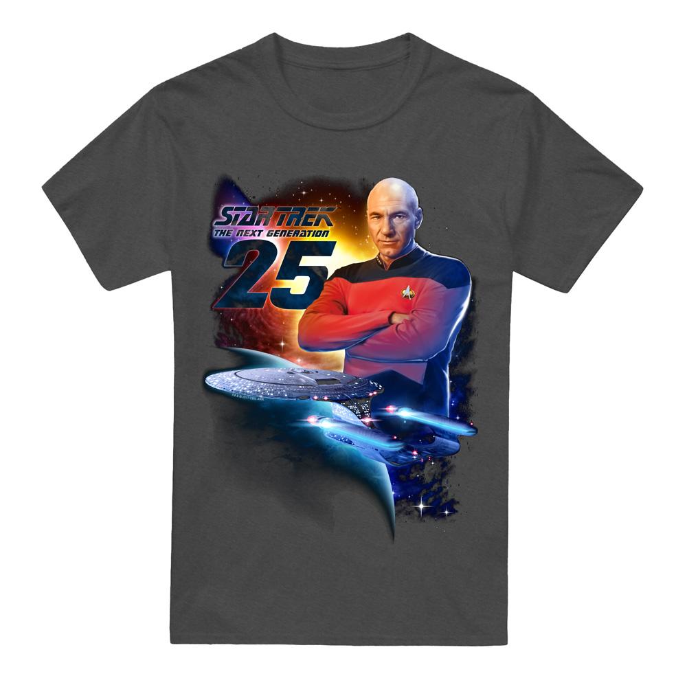Charcoal - Front - Star Trek Unisex Adult The Next Generation 25 T-Shirt