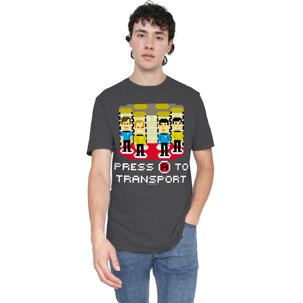 Charcoal - Lifestyle - Star Trek Unisex Adult Press A to Transport T-Shirt