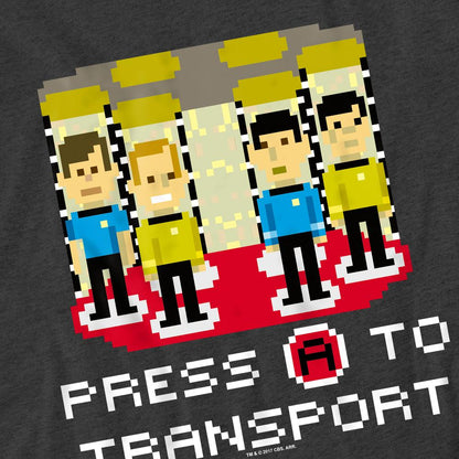 Charcoal - Pack Shot - Star Trek Unisex Adult Press A to Transport T-Shirt