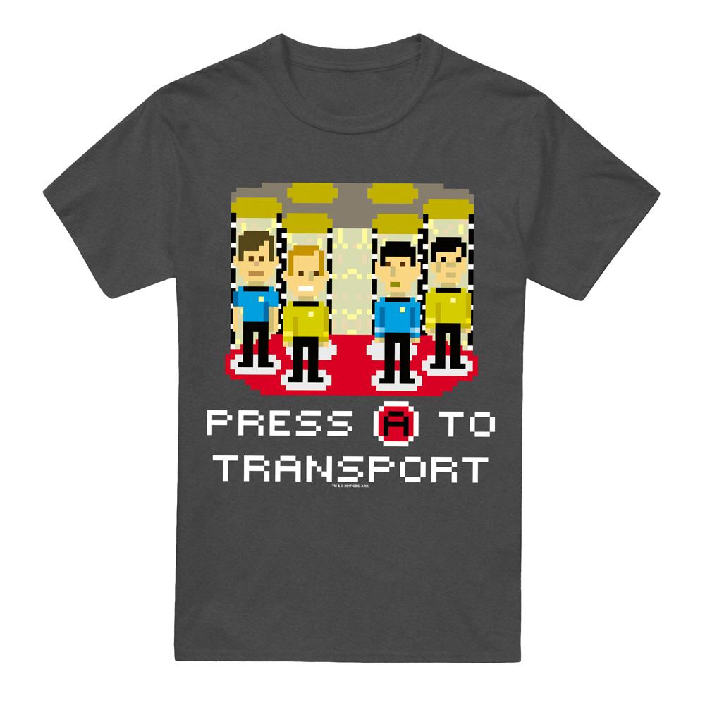 Charcoal - Front - Star Trek Unisex Adult Press A to Transport T-Shirt