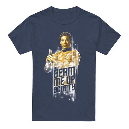 Navy - Front - Star Trek Unisex Adult Beam Me Up T-Shirt
