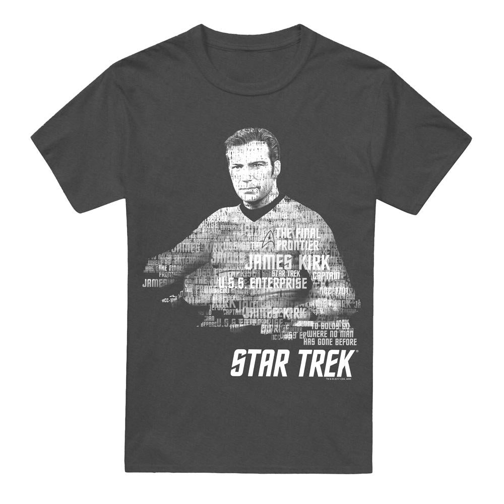 Charcoal - Front - Star Trek Unisex Adult Words Captain Kirk T-Shirt