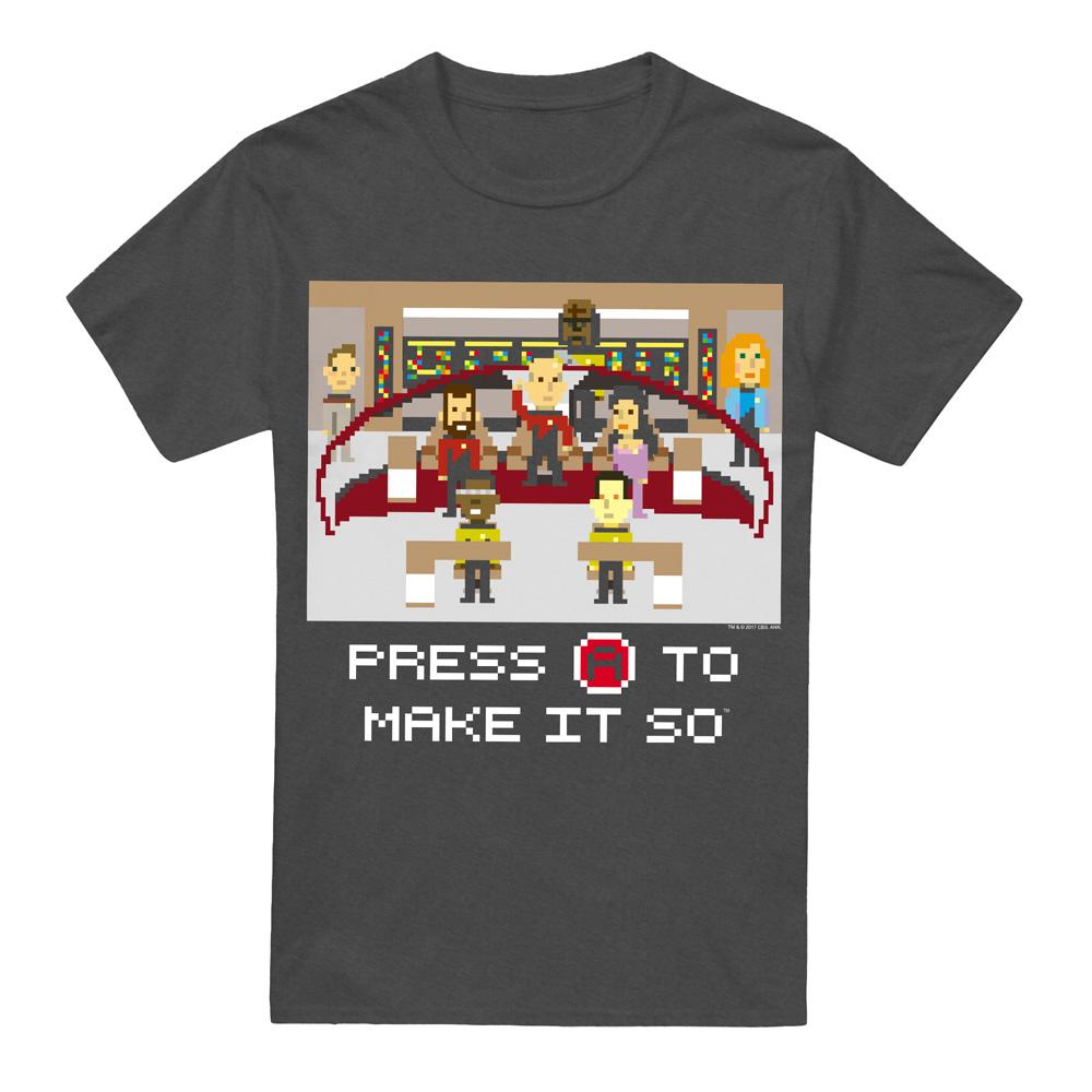 Charcoal - Front - Star Trek Unisex Adult Make It So Pixel T-Shirt