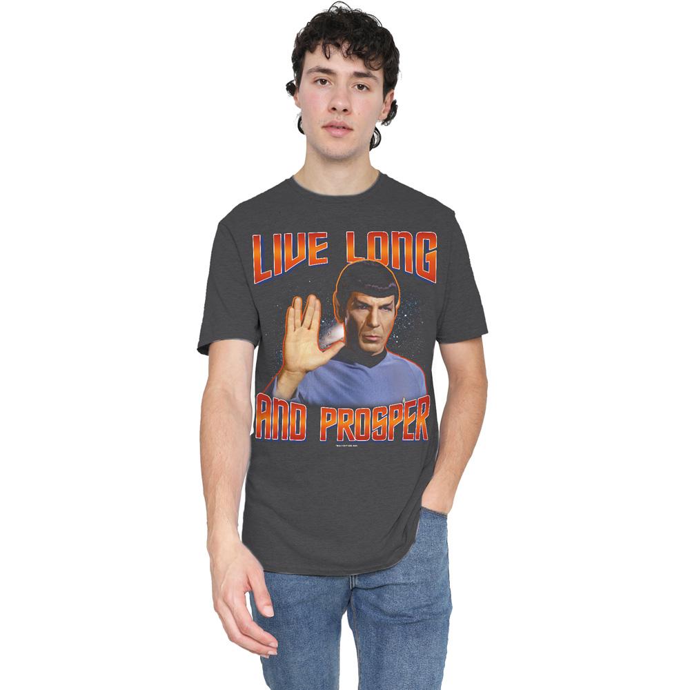 Charcoal - Lifestyle - Star Trek Unisex Adult Original Live Long and Prosper T-Shirt
