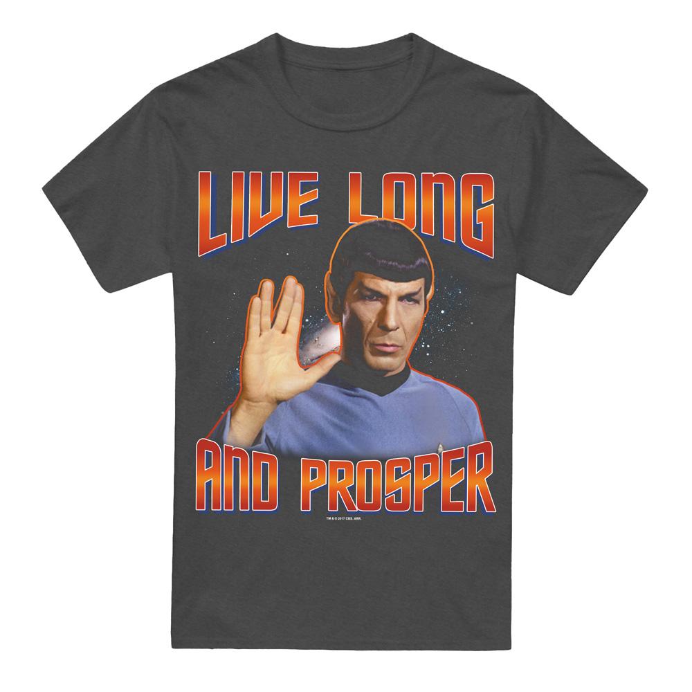 Charcoal - Front - Star Trek Unisex Adult Original Live Long and Prosper T-Shirt