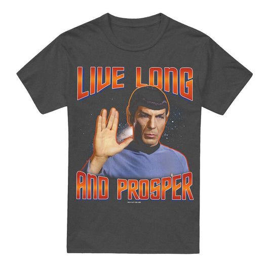 Charcoal - Front - Star Trek Unisex Adult Original Live Long and Prosper T-Shirt
