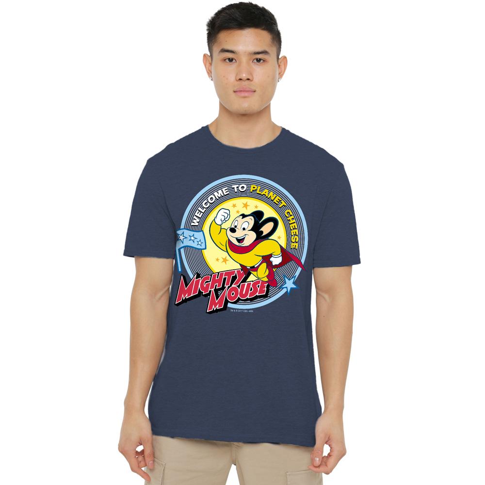 Navy - Lifestyle - Mighty Mouse Unisex Adult Planet Cheese T-Shirt