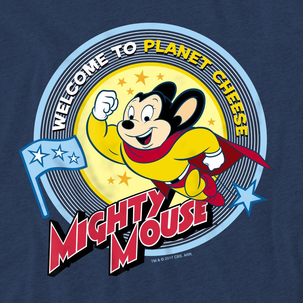 Navy - Pack Shot - Mighty Mouse Unisex Adult Planet Cheese T-Shirt