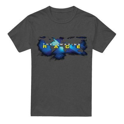 Charcoal - Front - The Amazing Race Unisex Adult Faded Globe T-Shirt