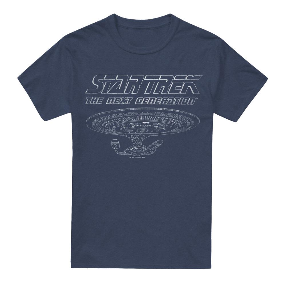 Navy - Front - Star Trek Unisex Adult The Next Generation Enterprise T-Shirt