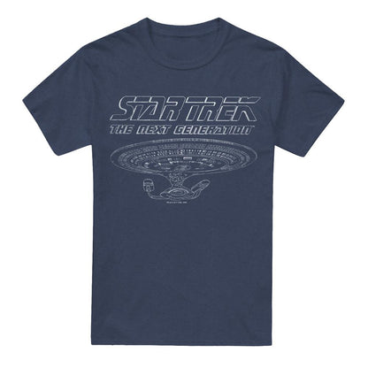 Navy - Front - Star Trek Unisex Adult The Next Generation Enterprise T-Shirt