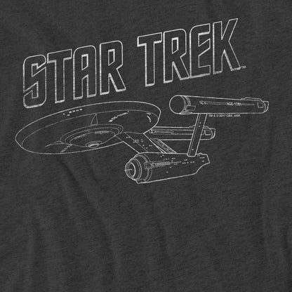 Charcoal - Pack Shot - Star Trek Unisex Adult The Original Series Enterprise T-Shirt