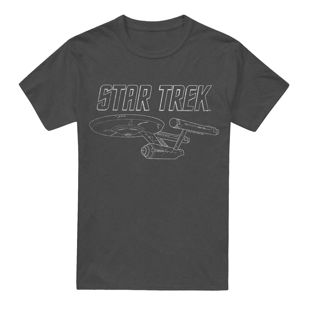Charcoal - Front - Star Trek Unisex Adult The Original Series Enterprise T-Shirt