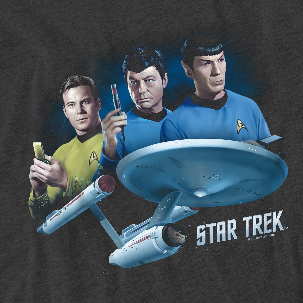Charcoal - Pack Shot - Star Trek Unisex Adult Main Three T-Shirt