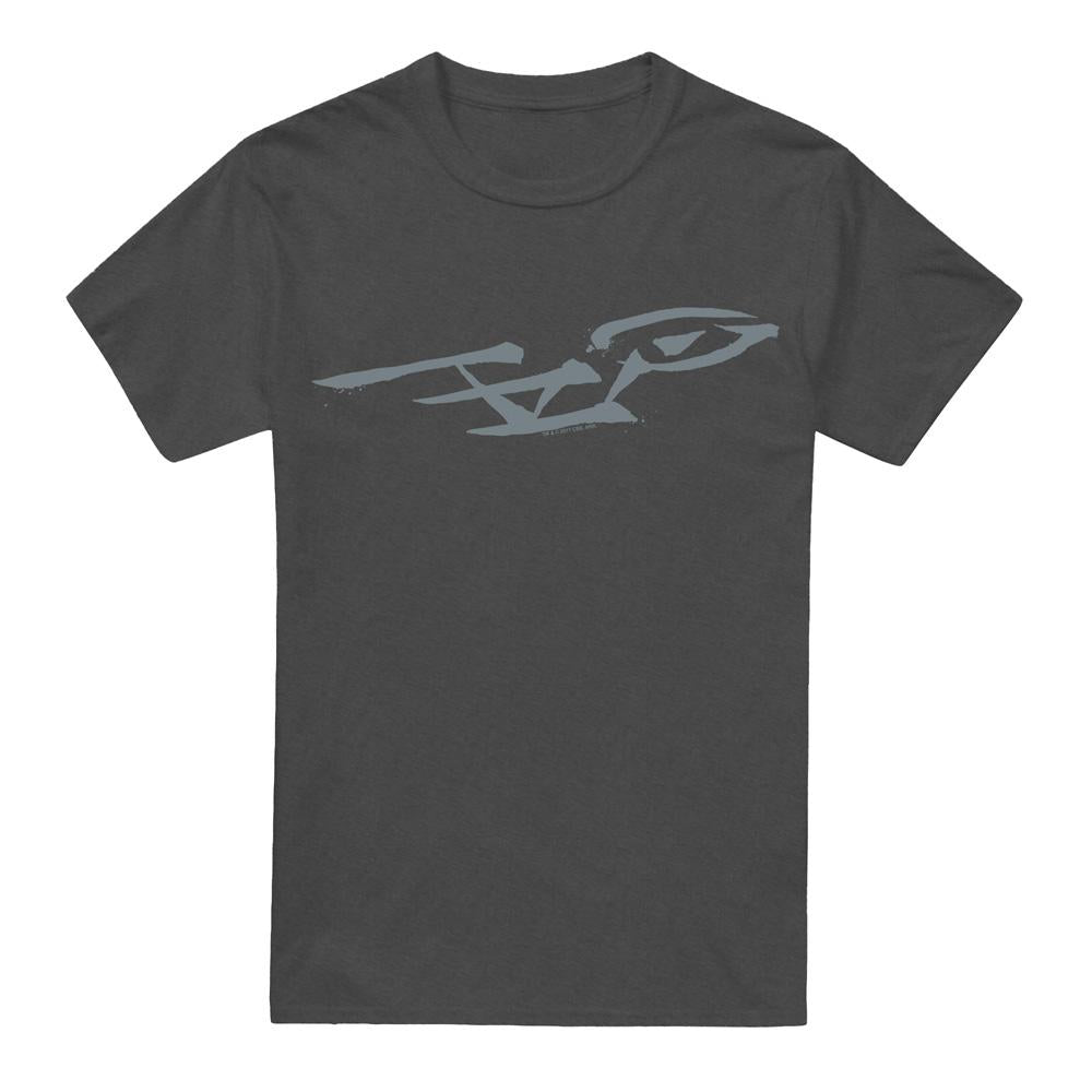 Charcoal - Front - Star Trek Unisex Adult Bushwork Enterprise T-Shirt